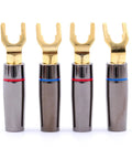 Premium Gold Plated Banana Plug And Screw Spade Fork Terminal Set For Speaker Wire Hookup Bullet Style Audio Cable Connectors solid copper fork cables