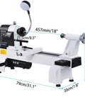 12x18 Inch Wood Lathe With Infinitely Variable Speed 650 To 3800 RPM, Three Quarters Horsepower Benchtop Lathe For Woodworking