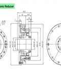 Technical drawing of Compact Harmonic Drive Reducer With Strain Wave Gear 50 80 100 Ratio 80 To 1 HST32 III showcasing dimensions