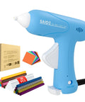 Fast Heating Mini Hot Glue Gun Kit With Anti Scald Nozzle, Compact Melt Gun in blue, 30 glue sticks, crafting accessories