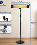 Infrared Patio Heater 1500W Portable Standing Heater With Remote Control For Indoor Outdoor Use Black in home setup