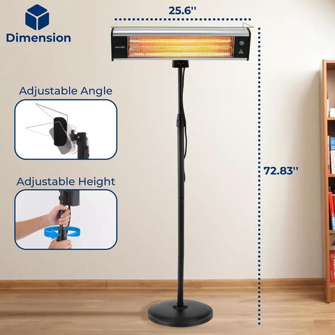 Infrared Patio Heater 1500W Portable Standing Heater With Remote Control For Indoor Outdoor Use Black in home setup
