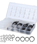 Heavy Duty Snap Ring Set 300 Pcs Hardened Metal External Retaining Rings for Bearings Gears and Pulleys Black Finish 2mm to 32mm Easy Fit