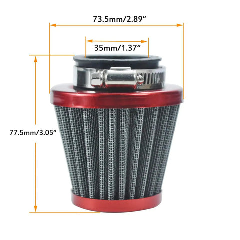Close-up of air filter from PZ20 Carburetor Kit With Air Filter CDI Box Ignition Coil Starter Solenoid Relay And Voltage Regulator