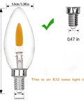 Flicker Flame E12 Base Candelabra Bulbs C35 Flame Tip Crystal Clear Glass With Orange Glow for Halloween Decor size illustration