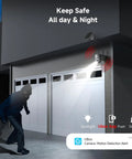 2K Solar Wireless Outdoor Security Cameras 2 Pack With 360 Degree Panoramic View Color Night Vision And Four Times Digital Zoom For Your Home Security Setup Works With 2.4GHz WiFi Only Weatherproof Outdoor Cameras monitoring garage at night