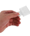Hand holding 30 Pack Car Window Regulator Mounting Brackets White Plastic Channel Clips For Automotive Glass With Anti Loosening Design