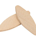 Close-up of two Beefy Beech Wood Joinery Biscuits Pack Of 100 For Furniture Making And Woodworking Joints With A Strong Glue Bond And Low Shrinkage