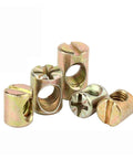 Barrel Nuts And Bolts Set For Furniture Cross Dowel Slotted Zinc Plated Multi Size Pack Heavy Duty shown on white background