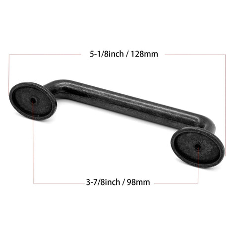 Rustic Black Silver Cabinet Handles Set Of 10 Drawer Pulls Zinc Alloy One Piece Die Cast Construction Center To Center 3 7/8 Inches