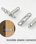 Two In One Invisible Connectors Set For Cabinets And Bookshelves White 100 Piece Durable Metal Hardware with Elastic Connector