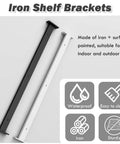 Heavy Duty Universal Shelf Brackets With Adjustable Support Poles For Countertops Quick Install Anti Shake System Reinforces Cabinets built in black and white iron for indoor and outdoor use.