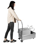 Commercial Kitchen Fryer Oil Filter Cart 55 Liter Stainless Steel Heavy Duty oil filtration system wheeled for easy mobility.
