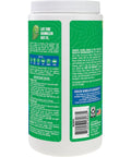 Back label of 'Drain Clog Remover Powder For Kitchen And Bath, Breaks Up Grease Paper Fat And Oil, Septic Safe, 20 Plus Treatments' jar
