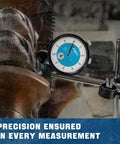 Industrial Dial Indicator With Boss Level Precision, 0 To 1 Inch Measuring Range, 2.25 Inch Dial in use on machinery