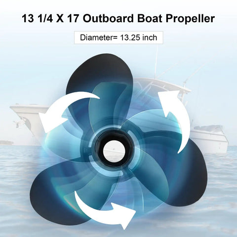 Outboard Boat Propeller 13.25 x 17 Pitch Replacement For Mercury 60 75 90 100 115 HP Motors 15 Spline Right Hand Rotation