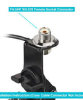 Vehicle CB Radio Antenna Mirror Mount Bracket with SO239 Female Connector and Installation Instruction