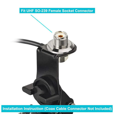 Vehicle CB Radio Antenna Mirror Mount Bracket with SO239 Female Connector and Installation Instruction