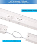 3 In 1 Color Temp Dimmable LED Under Cabinet Light 32 Inch 120V Plug In Or Hardwired 18W 1350 Lumens extendable design