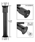 Pro Carbon Fiber Extension Rod For Camera Or Smartphone Two Section Telescopic Tripod Mast with visible connection screws.