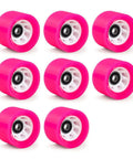 8 Pack 58x39mm Roller Skate Wheels With Bearings For Inline Skates And Skateboards, 90A 92A Hardness, Includes Spacers And Wrench, 608RS Bearings, Perfect For Outdoor Cruising In Light Purple, arranged in a 3x3 grid on a white background.