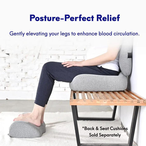 Person using Ergonomic Under Desk Foot Rest With Massage Ridge Design And Memory Foam Pillow For Work At Home Or Gaming Setup A Comfy Foot Stool That Eases Back And Hip Pain And Reduces Foot Swelling While You Sit All Day