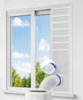 All In One Window Vent Kit For Portable AC And Dryer With Waterproof Seal Zero Gap Lock Fits 5 To 6 Inch Exhaust Hoses installed on window