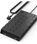Slick Heavy Duty Multitap Power Strip With Master Switch And Four Fast Usb Ports Paired With A Hefty Two Meter Extension Cord.