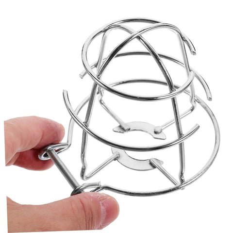 Top Shelf Fire Sprinkler Head Protector Cage Covers For Upright Pendant Sidewall Compatible Systems Built Tough Impact Resistant Safety Guard close-up with hand.