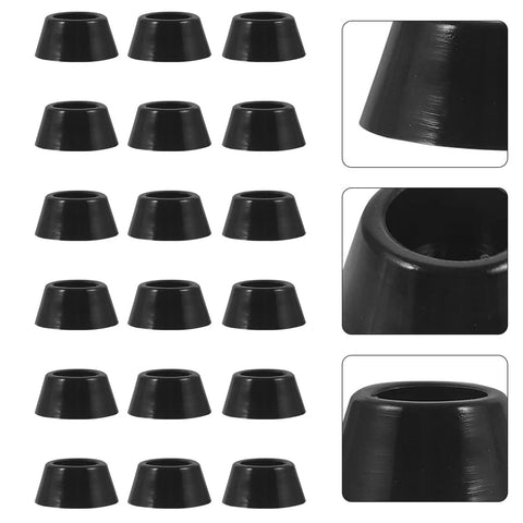Non Slip Furniture Feet Pads 20 Pack With Stainless Steel Inserts, Rubber Levelers For Replacement, close-up of black pad