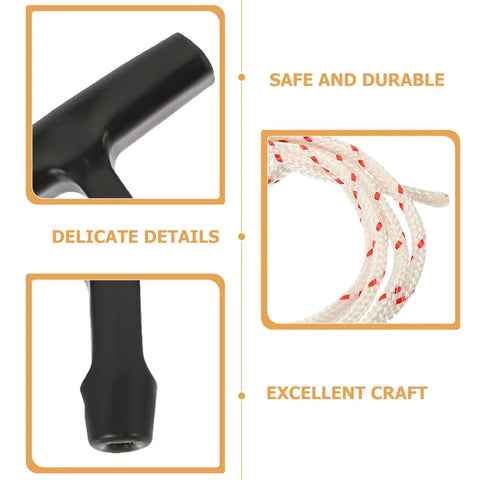 Close-up of Garage Door Pull Rope With Handle Replacement 39 Inch Long For Emergency Release, showing ergonomic black handle and rope details.