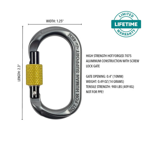 Compact Micro Carabiner With Screw Lock Gate For Arborists And SRS Climbing, Ultralight 7075 Aluminum, 900 Lb Strength