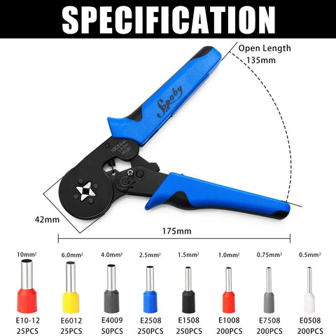 Self Adjusting Ferrule Crimping Tool Kit With 1200 Wire Terminals AWG 28 8 Auto Ratchet Crimper Pro Grade Ferrule Connectors Set