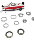 Boat next to Beefed Up Complete Trailer Wheel Hub Bearings Kit For One And One Sixteenth Inch Boat Trailer Axles With Seals