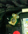 Premium Brass Battery Terminal Connectors Engineered For Marine Car Boat And Rv Applications installed on a battery.