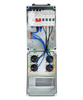 Heavy Duty 110V Power Distribution Box With NEMA 5-20 Outlet, IP54 Weatherproof Electrical Panel with internal wiring view.