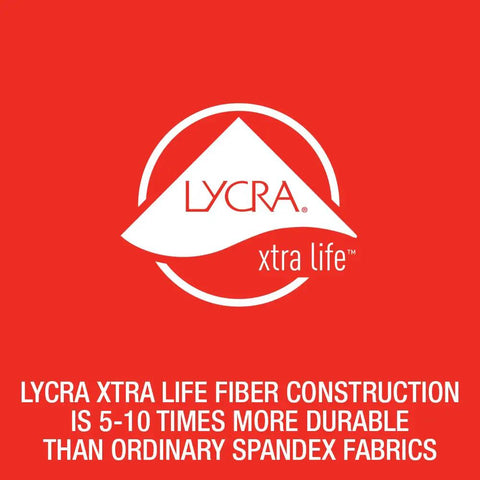 LYCRA XTRA LIFE logo highlighting durability of spandex fabrics.