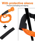 38,000 Lbs Synthetic Fiber Soft Shackle For Vehicle Recovery And Off Road Towing, Protective Sleeve, Floats On Water