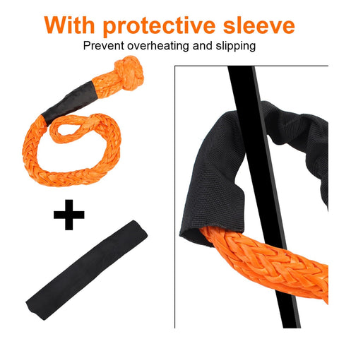 38,000 Lbs Synthetic Fiber Soft Shackle For Vehicle Recovery And Off Road Towing, Protective Sleeve, Floats On Water