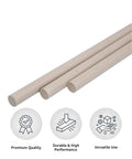 Beige PEEK Plastic Round Rod One Quarter Inch by 24 Inches Three Pack for engineering projects and workshop fabrication, shown in detail.