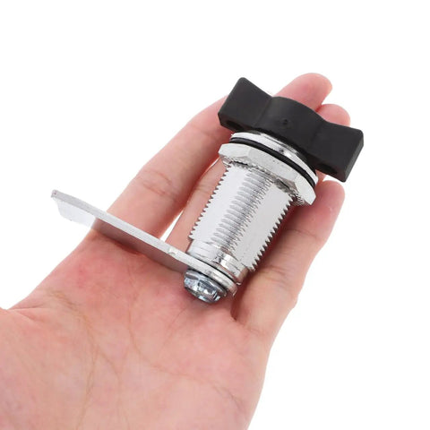 Hand holding Beefy Heavy Duty T Handle Lock Zinc Alloy Cabinet Latch For Distribution Boxes And Electrical Panels 2.95 By 2.36 By 1.25 Inches Press To Lock Case Knob Lock Replacement For Secure Easy Access