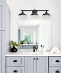 Farmhouse Black 3 Light Vanity Light Fixture For Bathroom Kitchen Hallway Dressing Table With Matte Black Finish And White Interior