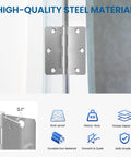 18 Pack Brushed Nickel Door Hinges Three And A Half Inch By Three And A Half Inch Interior Hinge With One Quarter Inch Radius Satin Nickel Finish Built For Steel Residential Doors Fits Bedroom And Standard Doors, showing hinge details and materials.