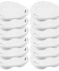 12pcs Adhesive Furniture Casters 360 Degree Swivel Wheels stacked in two neat rows, featuring a white plastic design.