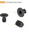 Six-32 By One Quarter Inch Flat Head Socket Cap Screws Set, 10.9 Grade Carbon Steel With Hex Socket in close-up view