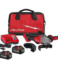 No Nonsense Brushless Cordless Angle Grinder Kit 4 And 5 Inch Delivers 8500 RPM with battery, charger, and carry bag.