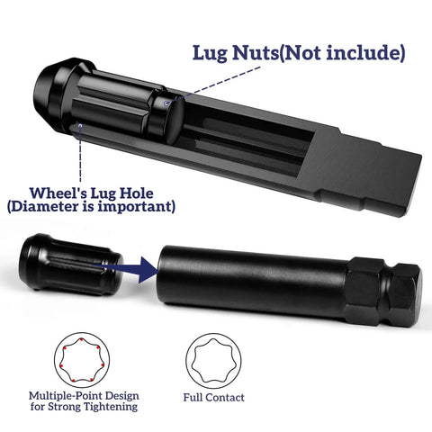 8 Piece Spline Lug Nut Master Key Set showing a close-up of Cr-Mo steel tool for locking wheel nut removal with design details.