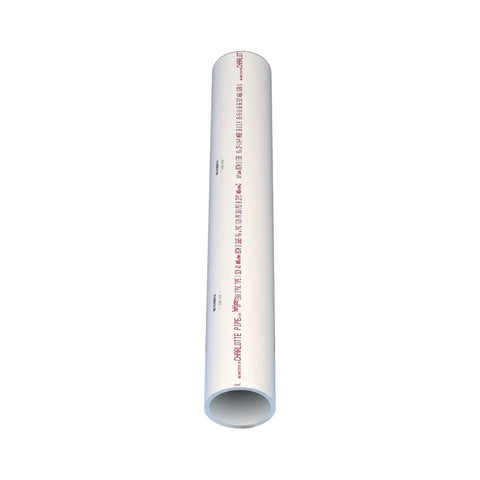 3 Inch By 2 Foot Schedule 40 PVC Pipe Fitting For Pressure And DWV Plain End shown horizontally