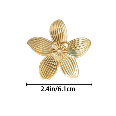 Gold flower-shaped cabinet knob, 2.4in, from 4 Pack Flower Cabinet Knobs For Dresser Drawers Hardware Gold Finish Zinc Alloy Rust Resistant Petal Handles Vintage Floral Knob Set For Cupboard Furniture Decoration Smooth Ergonomic Grip.