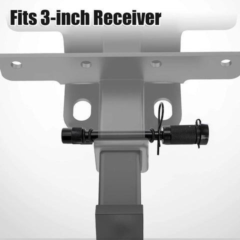Five Eighth Inch Trailer Hitch Lock With Extra Long Four And A Half Inch Span For Three Inch Receivers installed on hitch